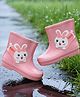 Yellow Bee Bunny Applique Detailed Rain Boots - Pink
