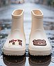 Yellow Bee Bear Applique Detailed Rain Boots - Beige