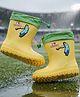 Yellow Bee Cricket Theme Applique Detailed Rain Boots - Yellow & Green