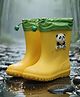 Yellow Bee Panda Applique Detailed Rain Boots - Yellow & Green