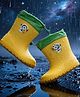Yellow Bee Astronaut Applique With Rotating Rocket Detailed Rain Boots - Yellow & Green