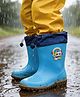 Yellow Bee Astronaut Applique With Rotating Rocket Detailed Rain Boots - Blue