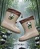 Yellow Bee Panda With Rotating Bamboo Applique Detailed Rain Boots - Beige & Brown