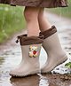 Yellow Bee Bear With Strawberry Applique Detailed Rain Boots - Beige & Brown