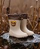 Yellow Bee Rotating Teddy Bear Applique Detailed Rain Boots - Beige & Brown