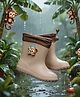 Yellow Bee Teddy Applique Detailed Rain Boots - Beige & Brown