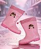 Yellow Bee Doll Applique Detailed Rain Boots - Pink