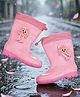 Yellow Bee Cartoon Applique Detailed Rain Boots - Pink