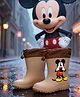Yellow Bee Disney Featuring Mickey Mouse Applique Detailed Rain Boots - Beige & Brown