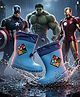 Yellow Bee Marvel Avengers  Featuring Hulk Iron Man & Captain America Applique Detailed Rain Boots - Blue