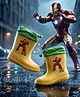 Yellow Bee Marvel Featuring Iron Man Applique Detailed Rain Boots - Yellow & Green