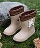 Yellow Bee Bunny Applique Detailed Rain Boots - Beige & Brown