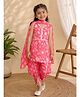 AJ Dezines Cotton Woven Sleeveless Floral Printed Kurti & Dhoti With Dupatta Set - Pink
