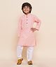 AJ Dezines Cotton Woven Full Sleeves Abstract Printed Kurta & Pyjama Set - Pink