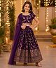 The Magic Wand Jacquard Woven Half Sleeves Floral Paisley Foil Printed Lehenga Choli Set With Dupatta - Purple