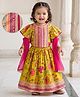 Earthy Touch Viscose Woven Half Sleeves Lehenga Choli & Dupatta With Floral Print - Yellow