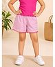 Kiddopanti Rayon Woven Pom Pom Applique Detailed Heart Printed Shorts - Baby Pink