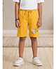 Kiddopanti Cotton Knit Typography Printed Shorts - Mustard