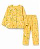 Babyhug Cotton Knit Full Sleeves Co-Ords T-Shirt & Pyjama Night Suit with Floral Print - Yellow