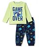 Honeyhap Premium 100% Cotton Knit Bio Finish Full Sleeves T-Shirt & Pyjama Night Suit With Text & Video Game Print - Navy Blue & Lime Green