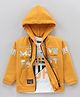 Dapper Dudes Woven Full Sleeves Hooded Jacket & T-Shirt with Move Fast Print - Golden