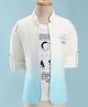 Dapper Dudes Woven Full Sleeves Text Printed Jacket With T-Shirt - Light Blue