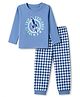 Honeyhap Premium  100% Cotton Knit Full Sleeves T-Shirt & Pyjama Night Suit with Bio Finish & Space Theme Print - Blue