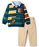 Babyhug 100% Cotton Terry Knit Full Sleeves T-Shirt and Pant with Full Length and Number 83 Applique in Beige
