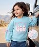 Mark & Mia Looper Knit Full Sleeves Sweatshirt With Bunny Applique & Embroidery - Light Blue