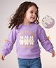 Mark & Mia Looper Knit Sweatshirt with Full Sleeves and Rabbit Embroidery - Purple