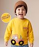 Mark & Mia Looper Knit Full Sleeves Oversized Sweatshirt with Tractor Print & Applique -  Yellow