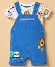 Babyhug 100% Cotton Single Jersey Knit Half Sleeves Dungaree With Inner Animal Printed Tee - White