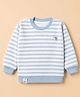 Little Kangaroos 100% Cotton Knit Pullover with Full Drop Shoulder Sleeves and Stripes - Light Blue