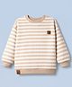 Little Kangaroos 100% Cotton Knit Pullover with Full Sleeves, Drop Shoulder and Striped Print in Light Brown for 4-5 Years
