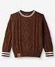 Little Kangaroos 100% Cotton Cable Knit Pullover with Full Sleeves in Light Brown for 5-6 Years