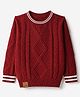 Little Kangaroos 100% Cotton Cable Knit Pullover with Full Sleeves in Dark Red for 4-5 Years