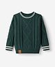 Little Kangaroos 100% Cotton Cable Knit Pullover with Full Sleeves in Green