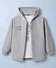 Little Kangaroos 100% Cotton Woven Full Sleeves Hooded Shirt with T-Shirt With 9 Number Patch and Mountain Expedition Now Print - Grey