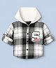 Little Kangaroos Cotton Woven Hooded Checks Shirt with Full Sleeves and Letter Patch in Grey