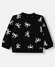 Little Kangaroos Cotton Mixes Fleece Knit Sweatshirt with Full Sleeves and Bow Embroidery - Black