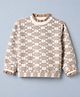 Little Kangaroos 100% Cotton Pullover with Full Sleeves and Floral Design - Light Brown