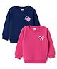 Babyhug Heavy Gauge 100% Cotton Terry Knit Full Sleeves Sweatshirt with Bow & Strawberry Print Pack of 2 - Dark Pink & Navy