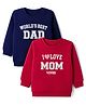 Babyhug Terry Knit Full Sleeves Sweatshirts with Text Print Pack of 2 - Navy & Red