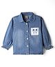 Little Kangaroos Denim Woven Shirt Style Top with Full Sleeves and Bow Patch - Navy Blue
