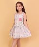 Cutecumber Cotton Blend Woven Sleeveless Floral Applique Detailed Dress - White
