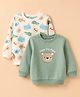 Babyhug Heavy Gauge Terry Sweatshirts with Full Sleeves and Bear & Animal Print Pack of 2 - Green & White