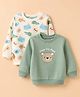 Babyhug Heavy Gauge Terry Sweatshirts with Full Sleeves and Bear & Animal Print Pack of 2 - Green & White