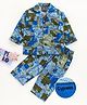 Dapper Dudes Cotton Knit Full Sleeves Map Print Shirt & Pyjama Night Suit - Green