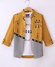 Dapper Dudes Woven Full Sleeves Text Printed Jacket With Inner Tee - Yellow