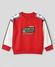 Little Kangaroos Fleece Knit T-Shirt with Full Sleeves and Badge Patch in Red